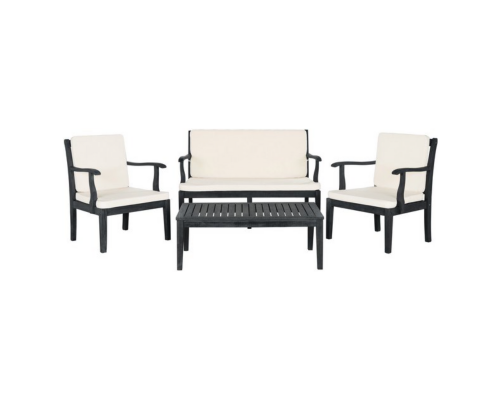 Safavieh’s Del Mar four-piece seating set comes in two colors: dark slate gray or beige. safavieh.com