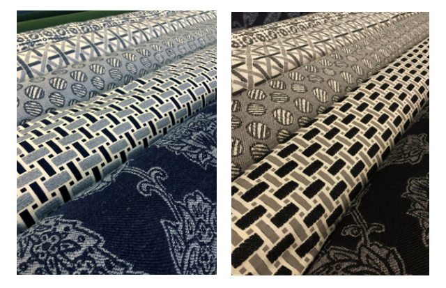 Para Tempotest’s solution-dyed acrylic Ellesse fabrics, part of the Tailor Made collection, feature combinations of pattern designed to mix and match.