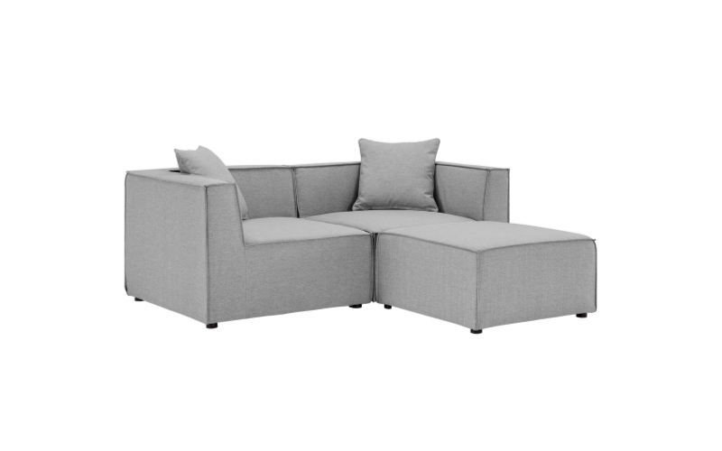 Modway’s Saybrook outdoor sectional sofa features a casual design accented by French piping details. This set is complete with water- and UV-resistant fabric upholstery, dense foam padding, and sturdy aluminum frames with non-marking foot caps. modway.com