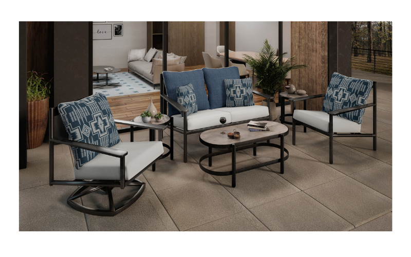 OW Lee’s Cibolo offers the comfort of an Adirondack chair with an iconic turn-of-the-century Modern-Americana design inspired by Gustav Stickley. owlee.com