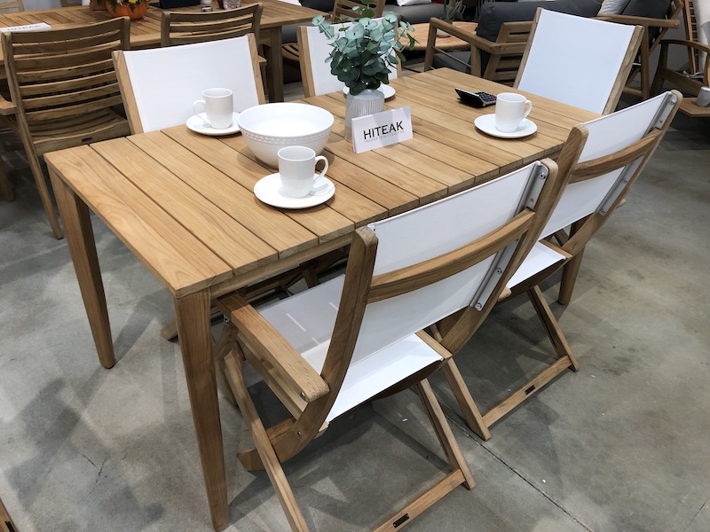 HiTeak added several new table options this market, including small-footprint styles.