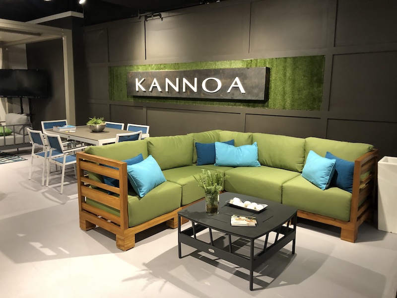 Known for their vibrant use of color, Kannoa filled their showroom with on-trend blues and greens this market.